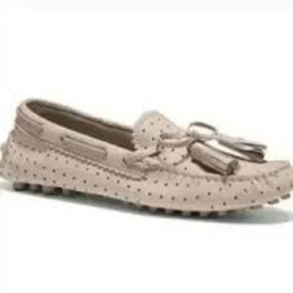 Coach | Women’s Nadia Driving Loafers Perforated Leather Cream Beige Size 8.5